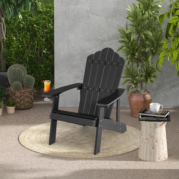 Costway Patio HIPS Adirondack Chair with Cup Holder Weather Resistant