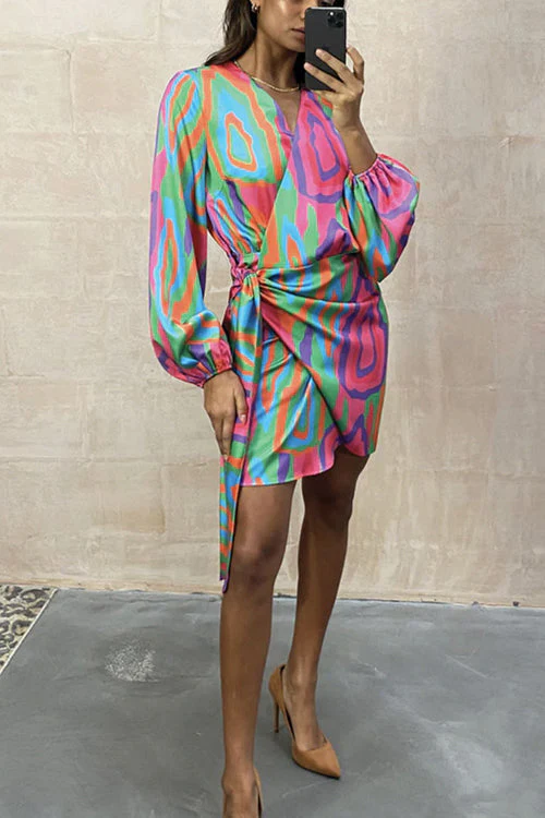 Printed Wrap Maxi Dress with Tie WaistClistos