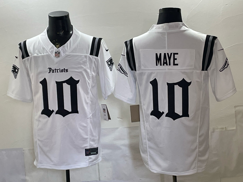 Men's New England Patriots Drake Maye #10 White Game Jersey