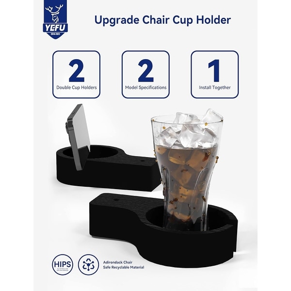 CHERIE Folding Adirondack Chair with Ottoman,and 2 CupHolders