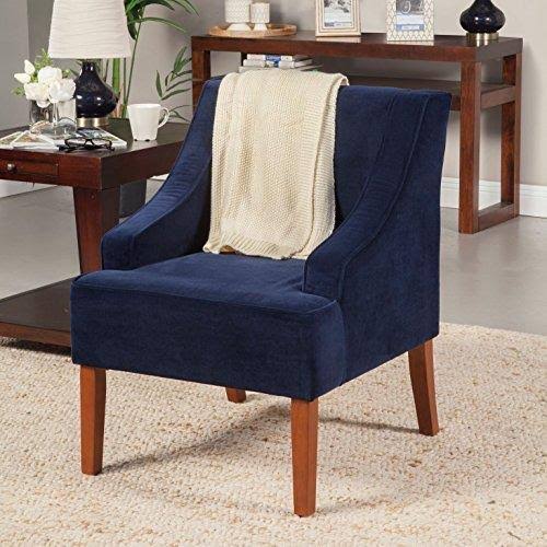 HomePop Velvet Swoop Arm Accent Chair, Navy