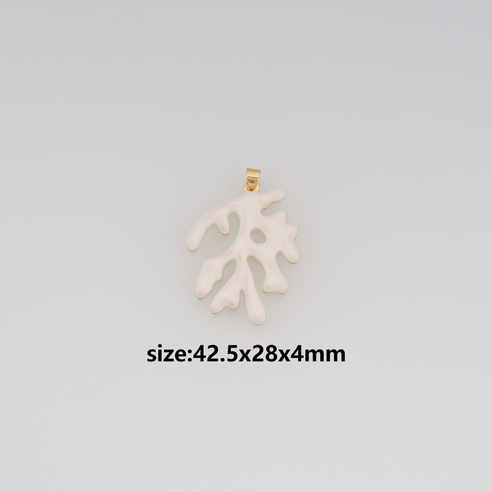 18K Gold Filled Coral Pendant,Enamel Coral Charm Earrings Necklace for DIY Jewelry Making Supply