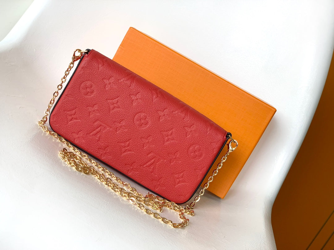 Louis Vuitton Felicie Pochette Bag Scarlett Red 21Cm