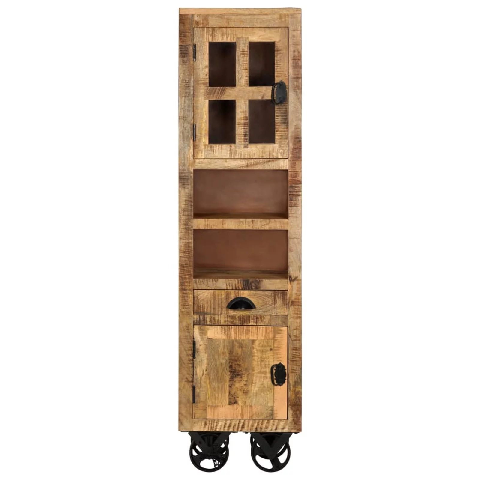 Dcenta Highboard with 1 Drawers, 2 Doors and 2 Storage Shelves Mango Wood Sideboard Wooden Storage Cabinet for Living Room, Bathroom, Bedroom, Home Furniture 15 x 11.8 x 56.3 Inches (W x D x H)