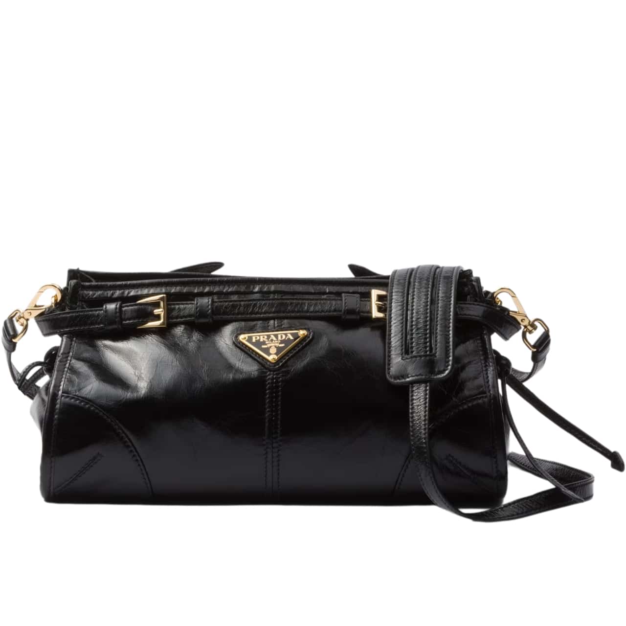 Prada Small Leather Shoulder Bag Black 26Cm