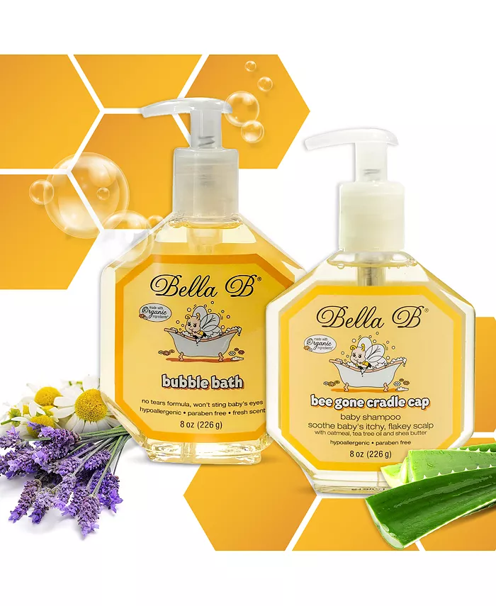 Bella B Naturals Bundle: Cradle Cap Shampoo 8 oz and Bubble Bath 8 oz
