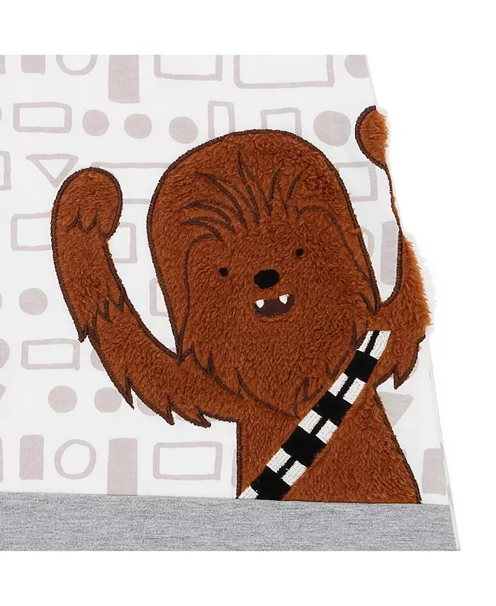 Lambs and Ivy Star Wars Chewbacca Cotton Rich Gray White Wearable Blanket