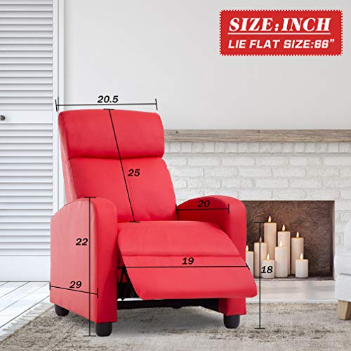 FDW Recliner Chair Massage Chair Reading Chair Reclining Sofa Home Theater Seating with Lumbar Support Massage and Padded Backrest for Living Room and Bedroom (Leather, Brown)