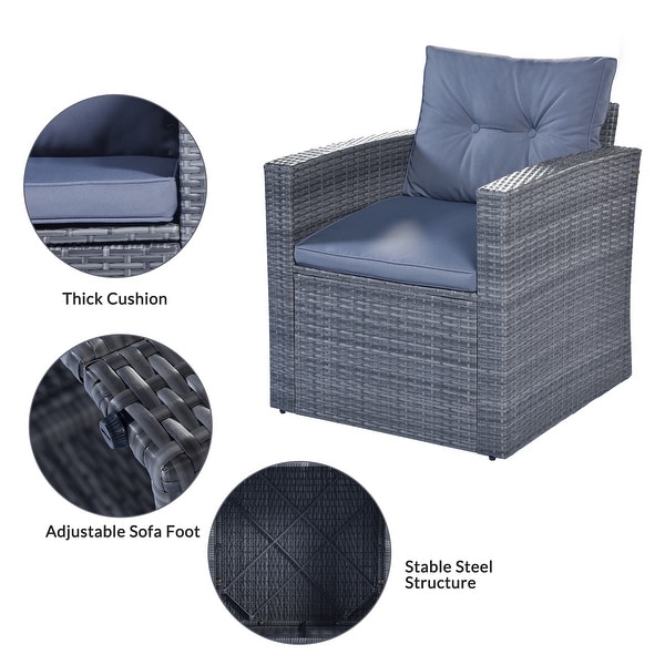 6piece Grey Sectional Set Seating Group Set with Table and Cushion