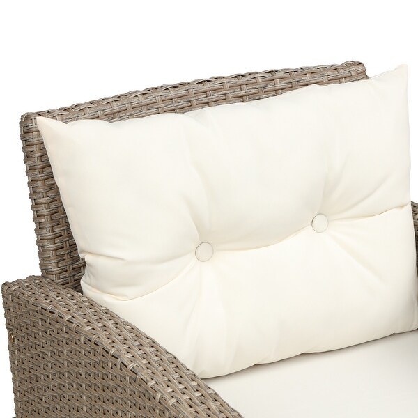 4Piece Classic Conversation Set,Wicker Rattan Patio Sofa with Cushions