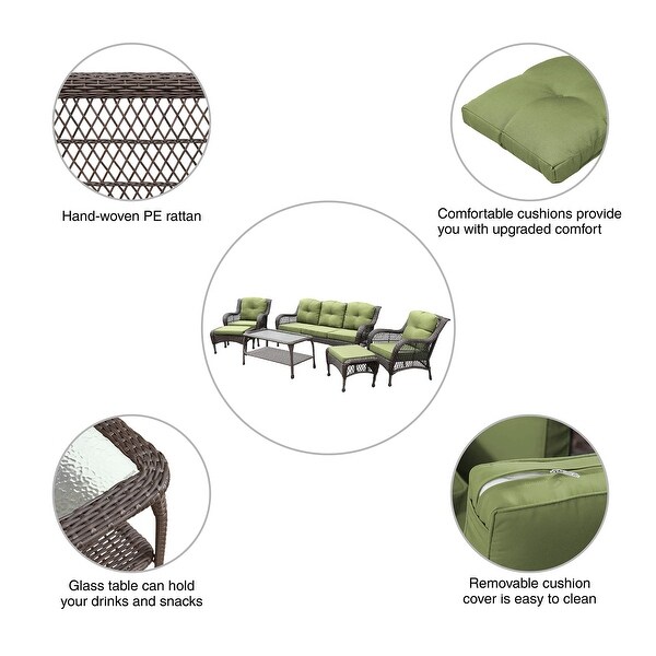 6piece Resin Wicker Patio Furniture Conversation Set with High Back