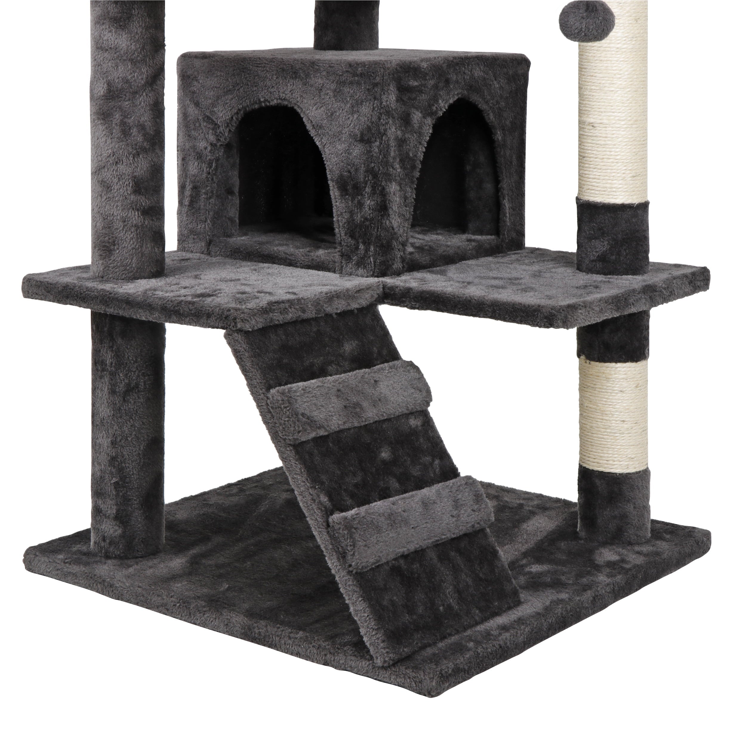 Zenstyle 53-in Cat Tree and Condo Scratching Post Tower, Dark Gray