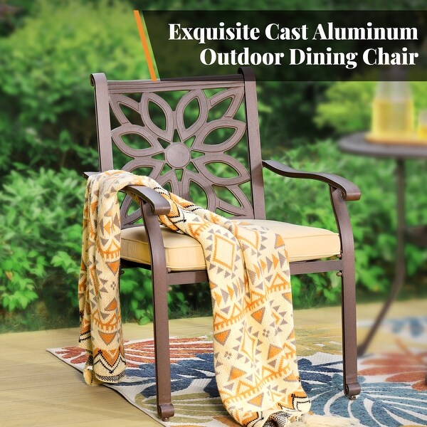 MAISON ARTS 7Piece Cast Aluminum Patio Dining Set with Rectangle Dining Table and 6 Cast Aluminum Patio Chairs
