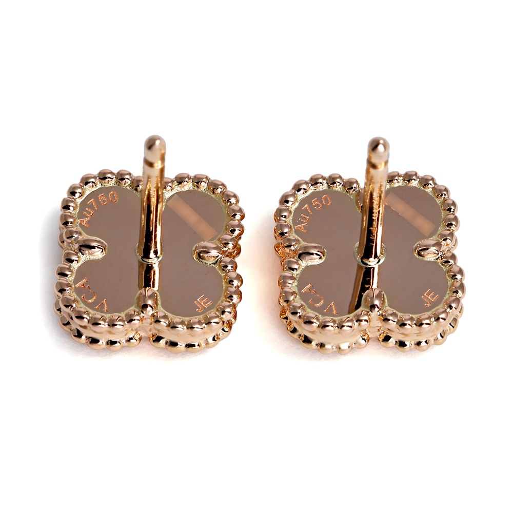 Van Cleef & Arpels Sweet Alhambra Earrings 18K Rose Gold Carnelian VCARN6BO00