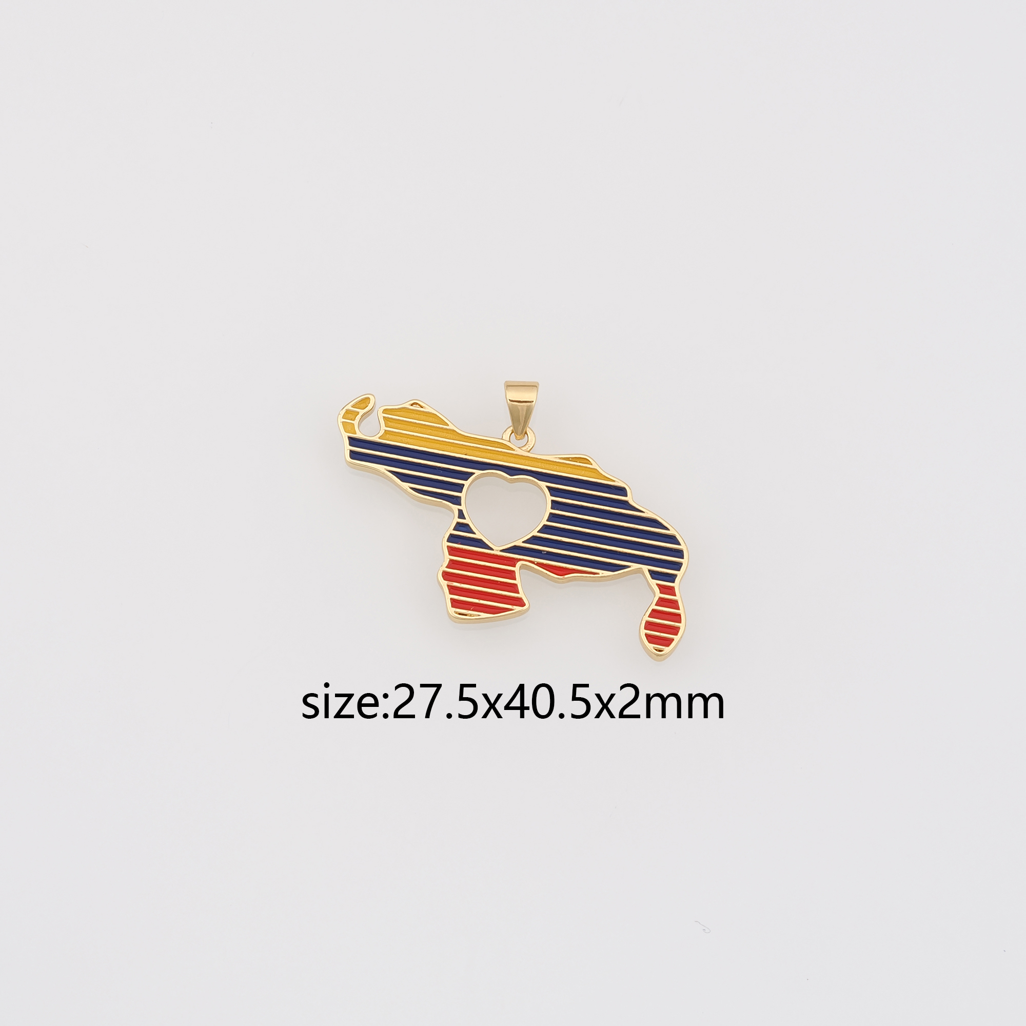 18K Gold Filled Rhino Pendant,Enamel Rhino Charm Earrings Necklace for DIY Jewelry Making Supply