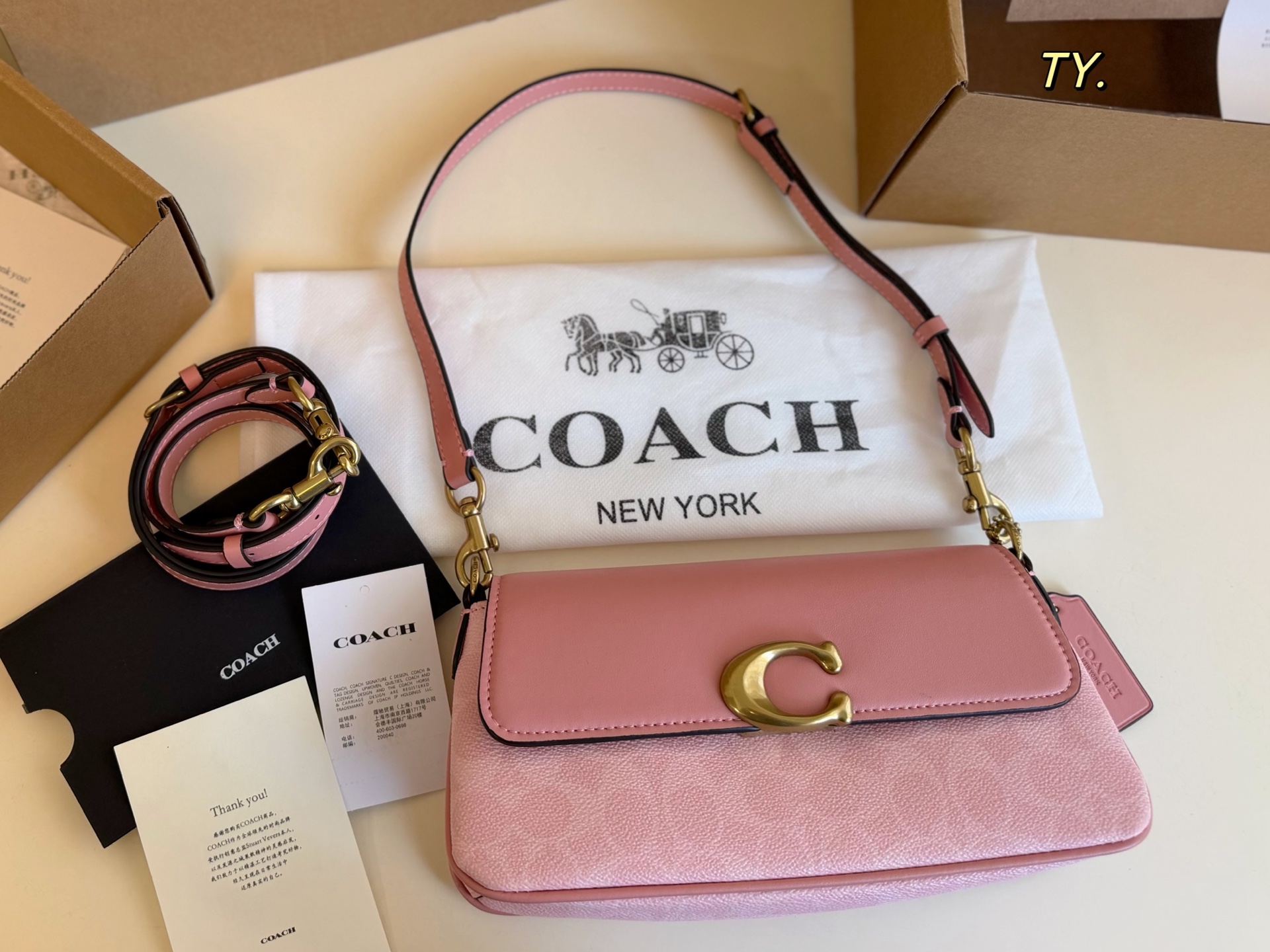 COACH new Jet Cherry Blossom Pink Underarm Baguette Bag - cnluxepick