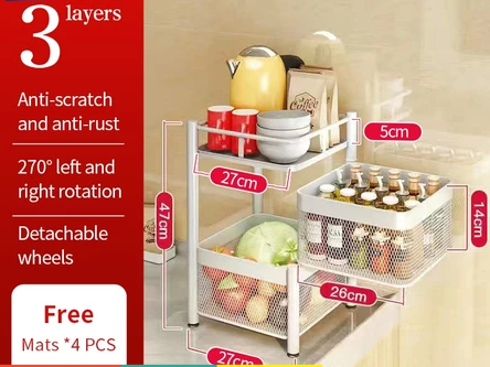 Storage Rack Rak Dapur Stainless Steel Microwave Oven Rack Spice Rack Kitchen Organizer Bathroom Rack Living Room Rack