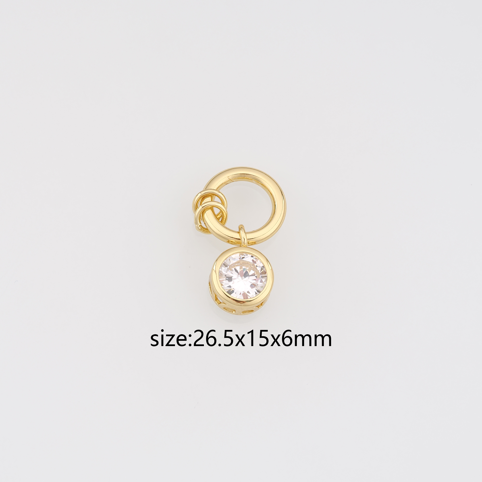 18K Gold Filled Round Pendant,CZ Micro Pave Round Charm Earrings Necklace for DIY Jewelry Making Supply