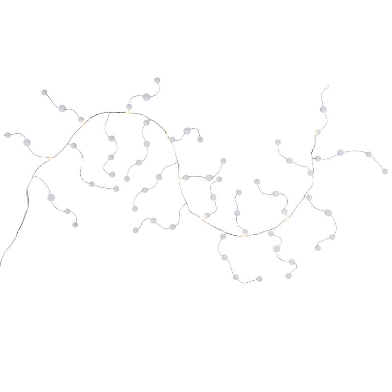 Northlight LED Pom Pom Christmas Garland Light Set - Cool White - 4.25' Clear Wire - 10pcs