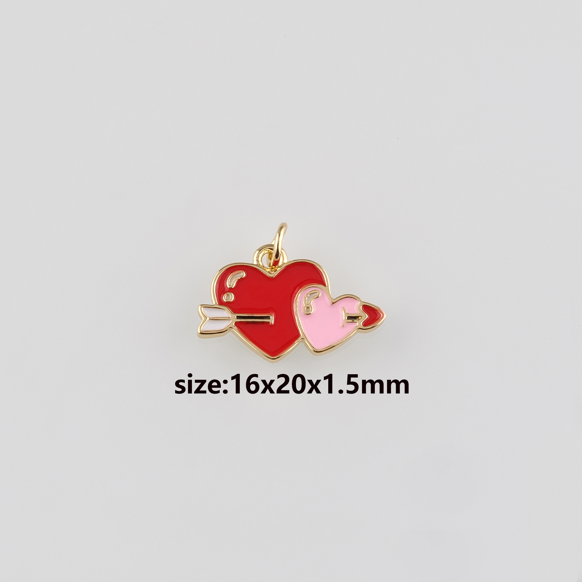 18K Gold Filled Heart Pendant,Enamel Heart Arrow Charm Earrings Necklace for DIY Jewelry Making Supply