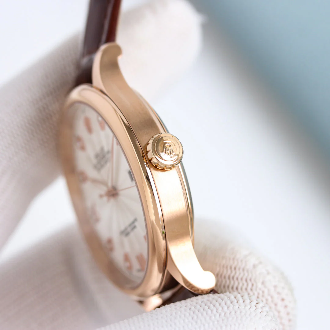 Rolex Datejust 40mm Silver Pink Gold Leather