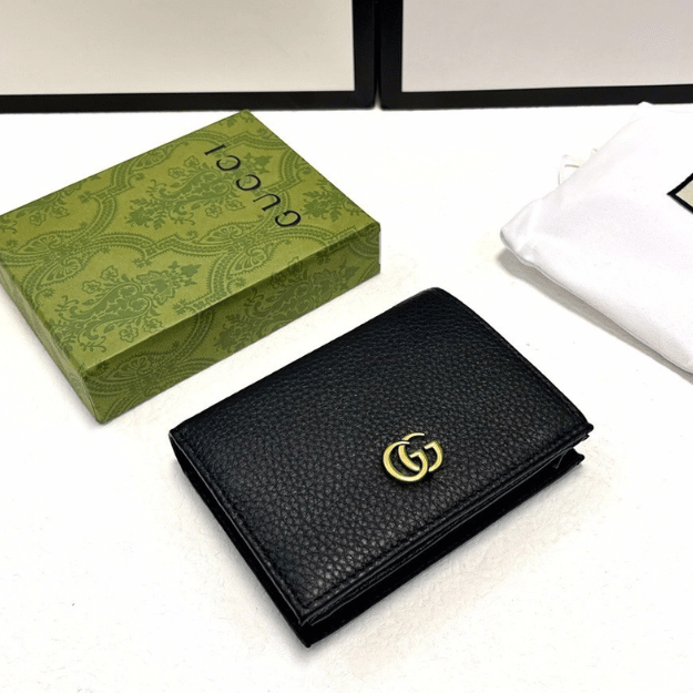 ‎Gucci Gg Marmont Card Case Wallet Black 4.3 Inches 456126 Cao0G 1000