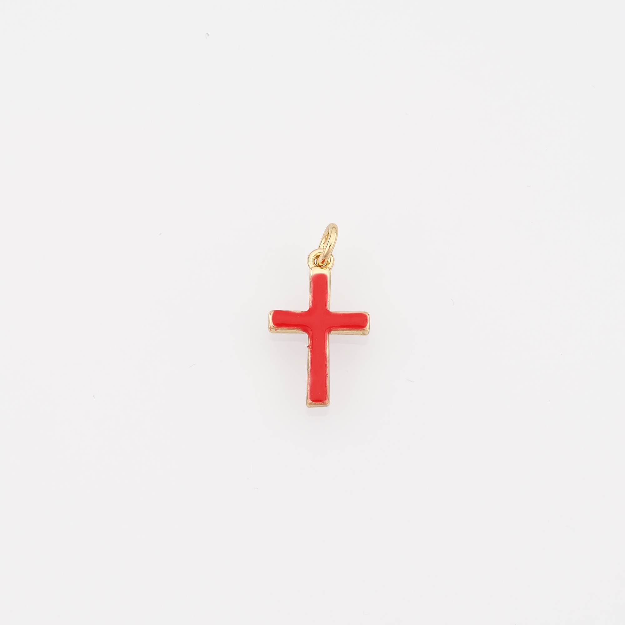 18K Gold Filled Cross Pendant,Enamel Religious Charm Earrings Necklace for DIY Jewelry Making Supply