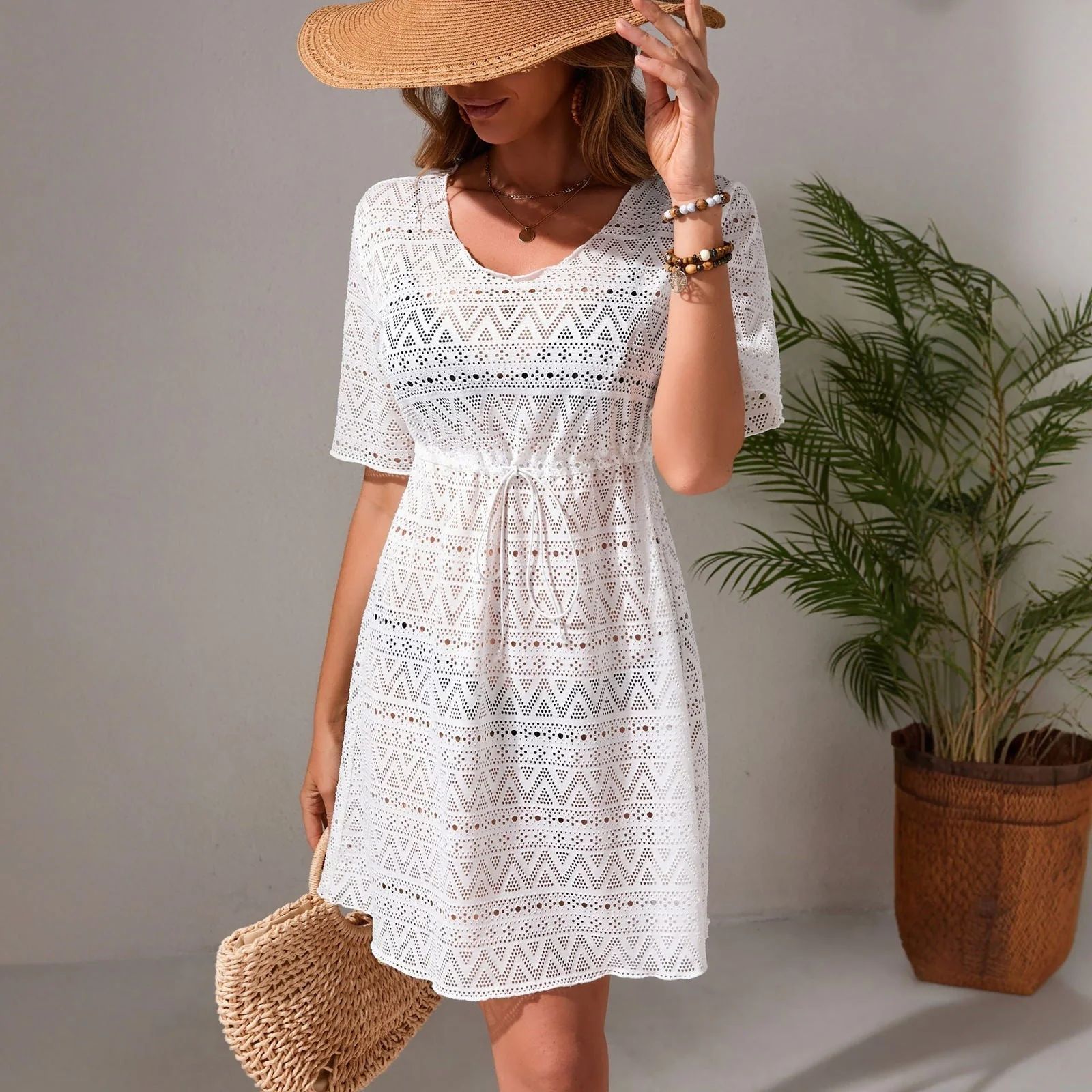 Boho Lace Swim Cover-Up BlouseClistos