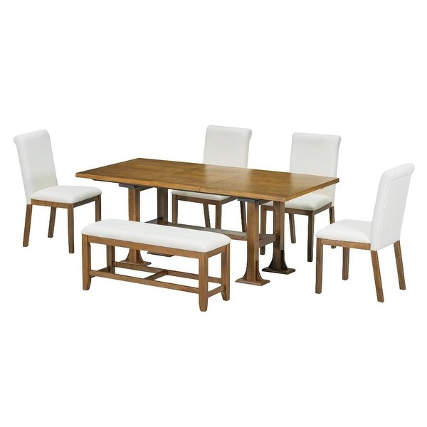 Extendable Dining Table Set,with Removable Leaf and Upholstered Chairs