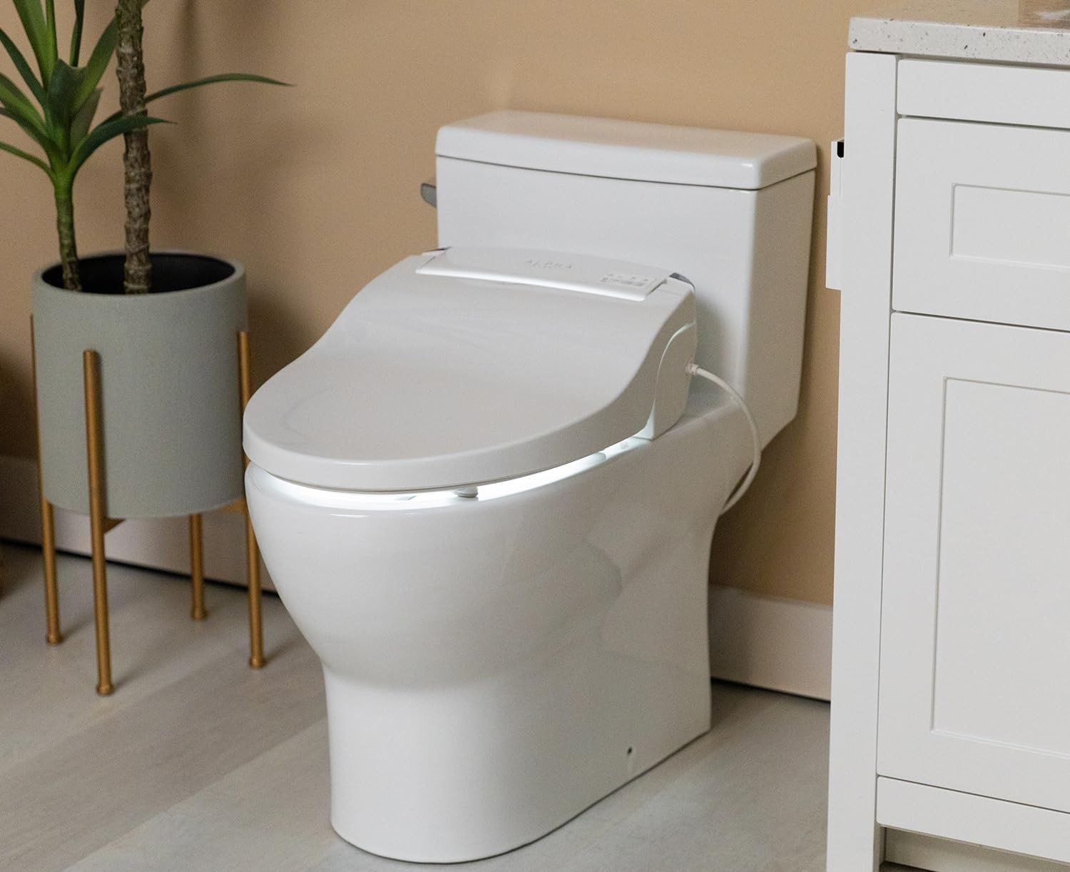 Elongated Electric Bidet Toilet Seat with Endless Warm Water, LED Nightlight & Wireless Remote