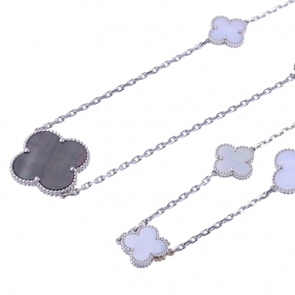 Van Cleef & Arpels Magic Alhambra Necklace 16 Motifs 18K White Gold Mother of Pearl VCARN19000