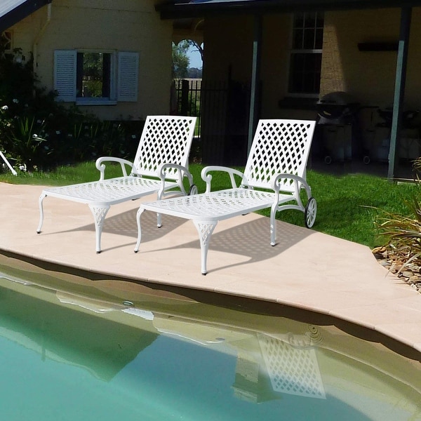 Swimming pool recliner,cast aluminum recliner with wheels set of 2