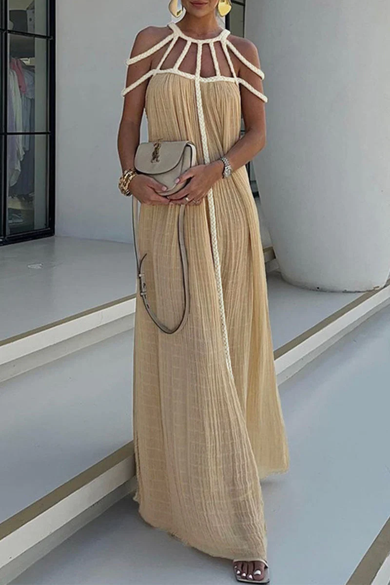 Halter Neck Open Back Maxi DressClistos