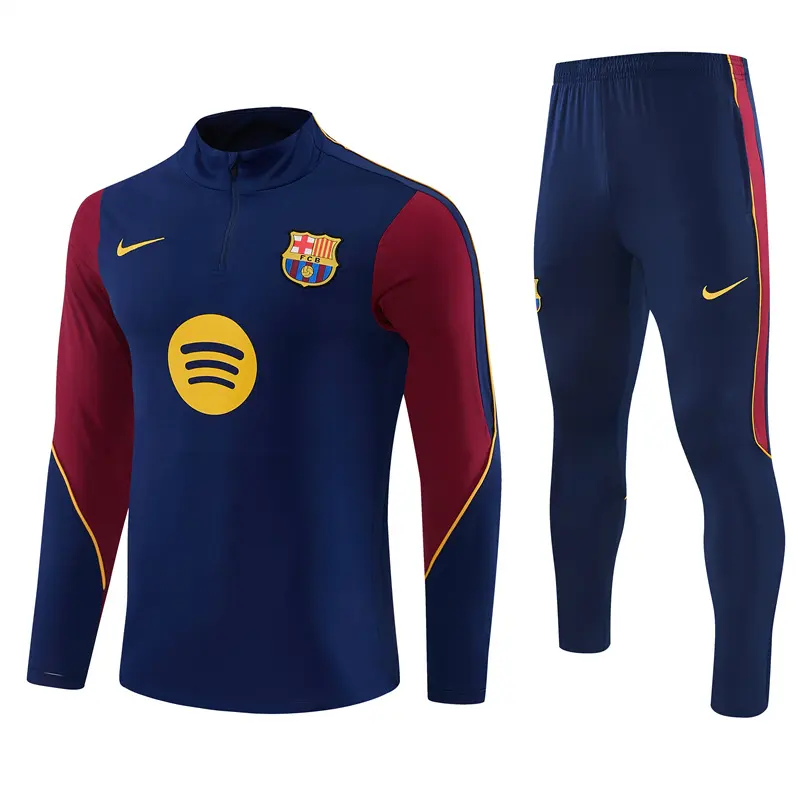 Adult/ Kids 2627 Barcelona half zipper Training Suit - Navy