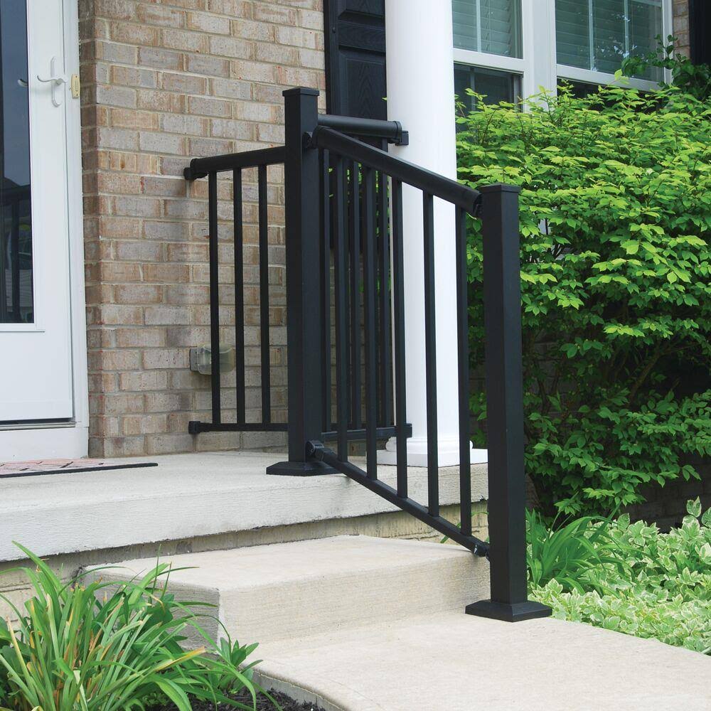 Freedom VersaRail Winchester 8-ft x 3-in x 3-ft Matte Black Aluminum Deck Stair Rail Kit Square Balusters Included (Assembly Req
