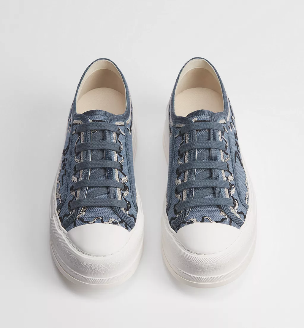 Dioriviera Walk'n'Dior Platform Sneaker Blue Dior Painted Ribbon Embroidered Cotton