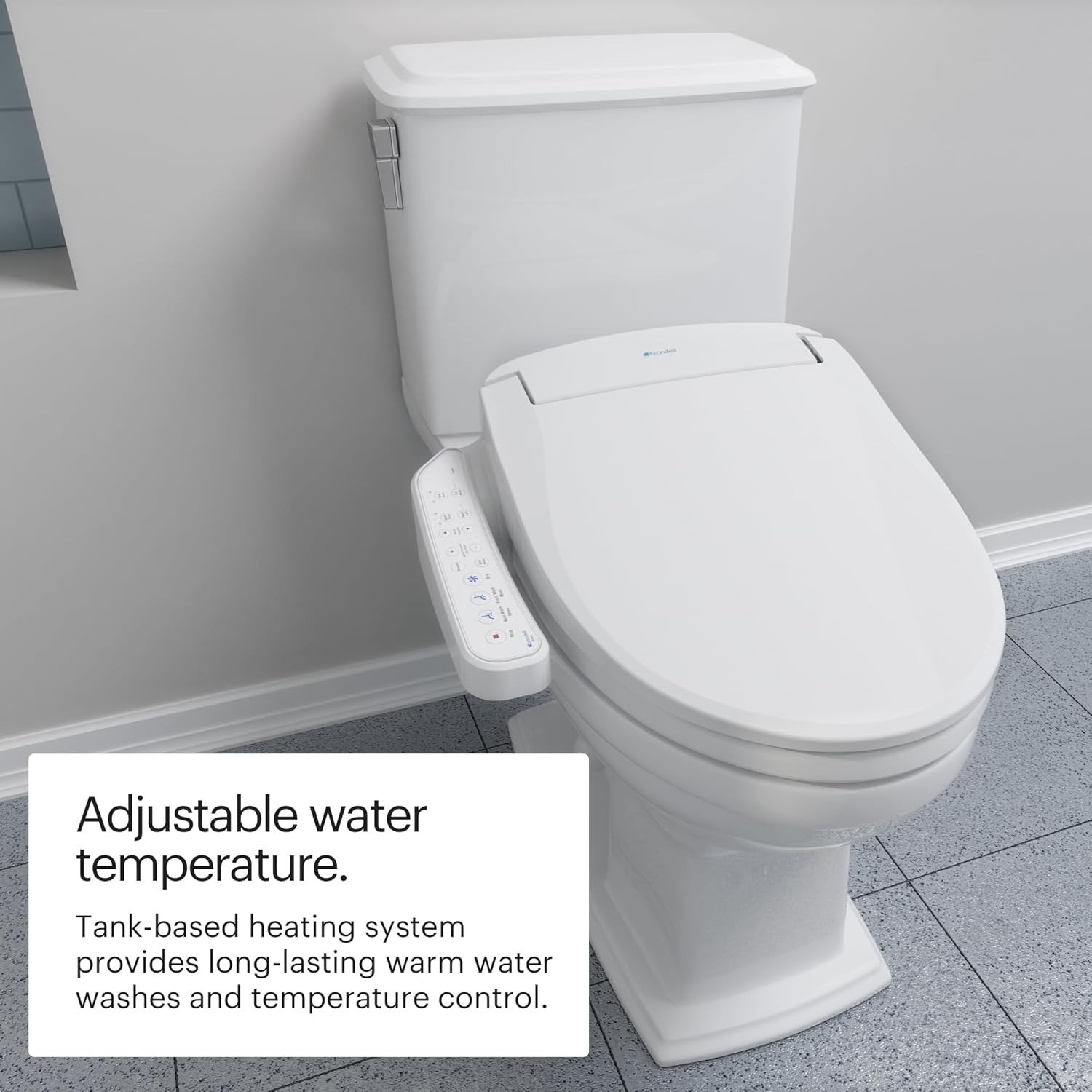 Elongated Electric Bidet Toilet Seat with Heated Seat & Oscillating Nozzle, Warm Air Dryer