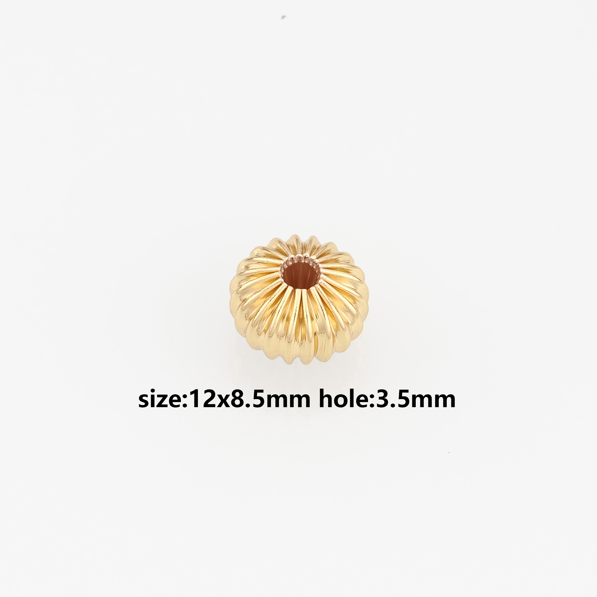 18K Gold Filled Round Spacer Beads,Corrugated Beads for Bracelet Jewelry Necklace Making Supply