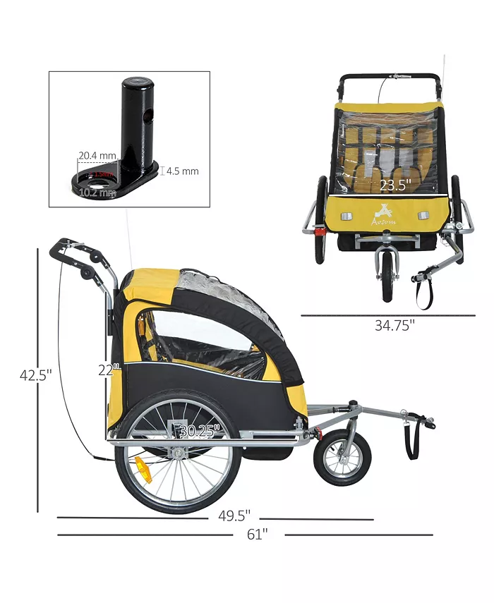 Aosom Elite Child  Pet Three-Wheel Bicycle Cargo Trailer Yellow