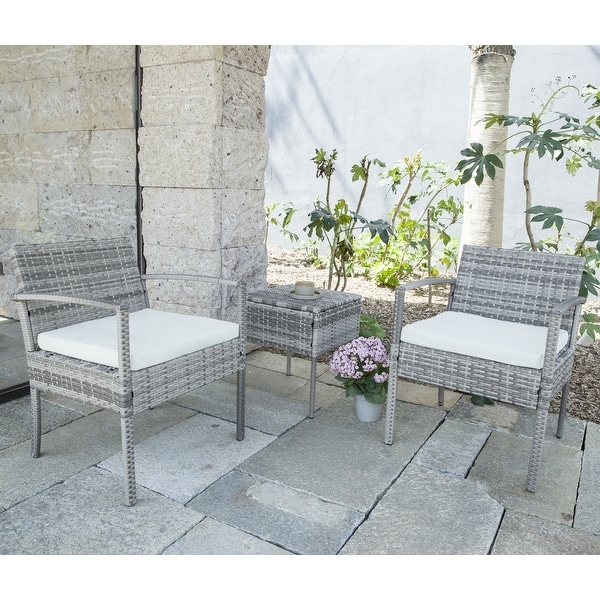 3piece Patio Wicker Conversation Set with Coffee Table