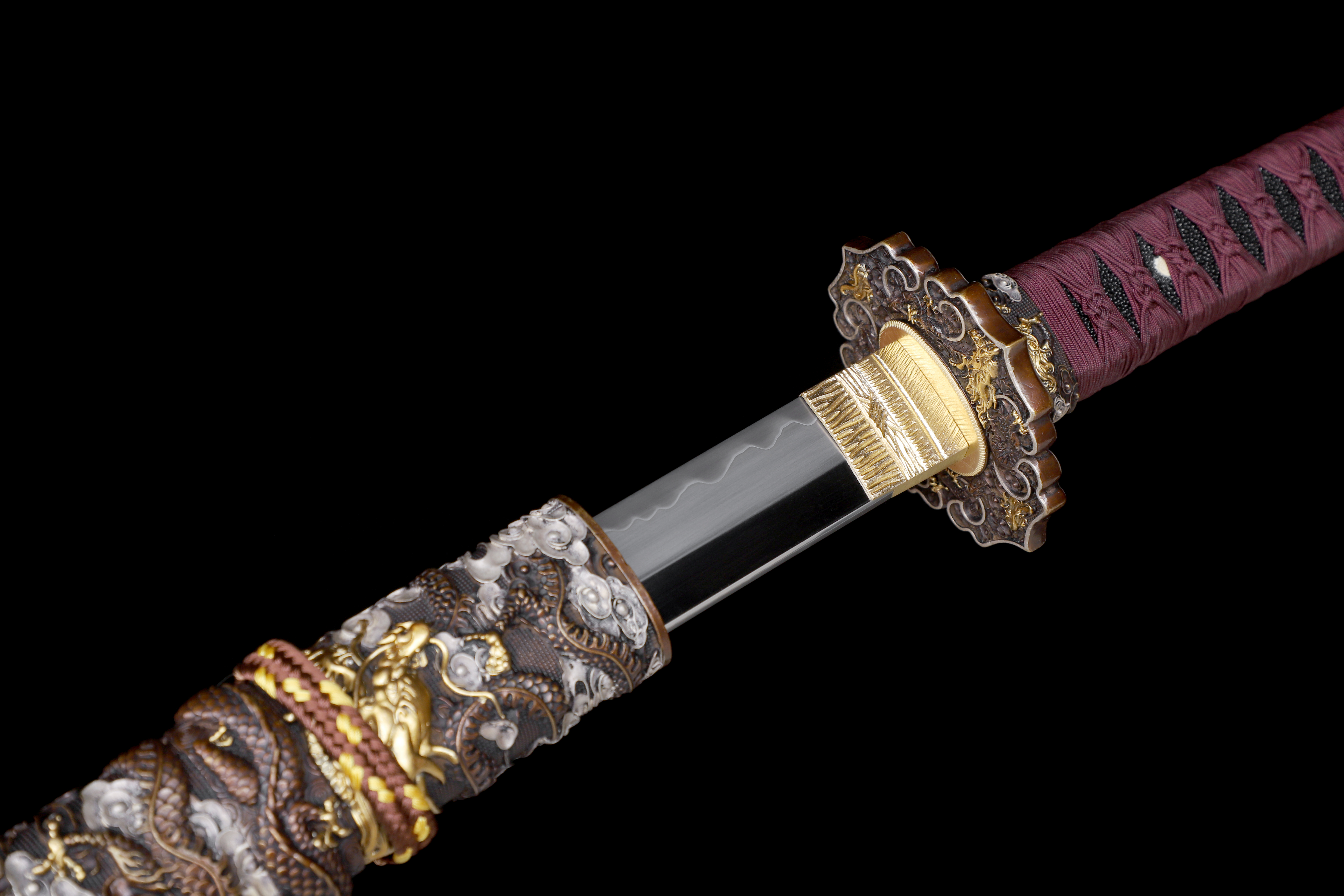 Handmade Japanese Katana Go-Mai Blade Galaxy Dragon Full Tang