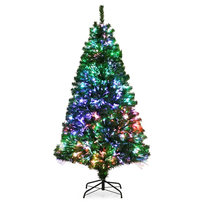 Pre-Lit Fiber Optic Artificial Christmas Tree – Premium Spruce Style with Sturdy Metal Stand