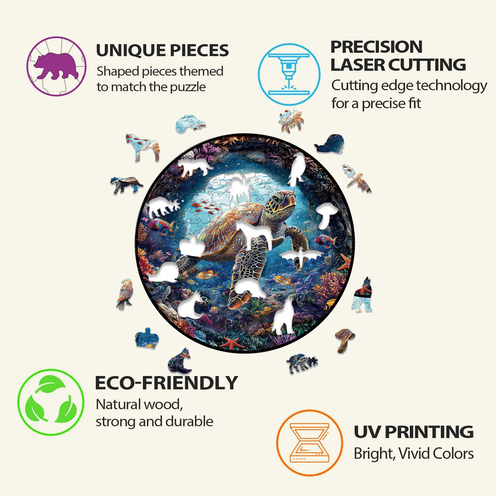 Animal Wooden Puzzle-Lovely sea turtle