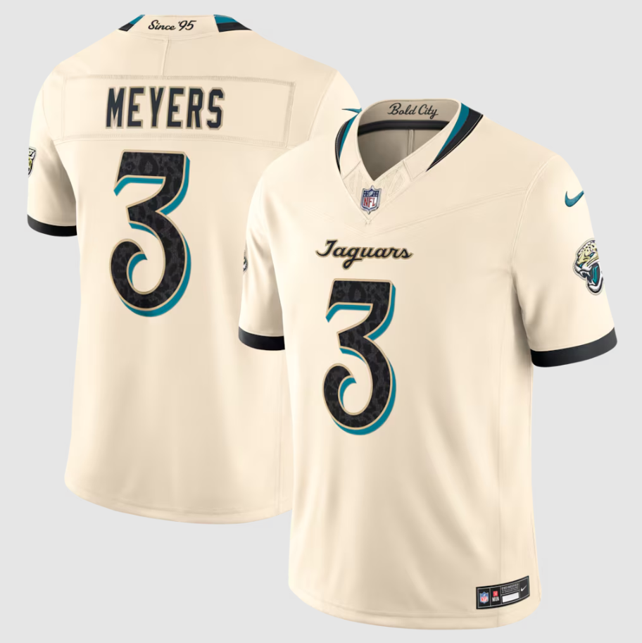 Men's Jacksonville Jaguars Jakobi Meyers #3 Natural 2026 Rivalries Collection Game Jersey