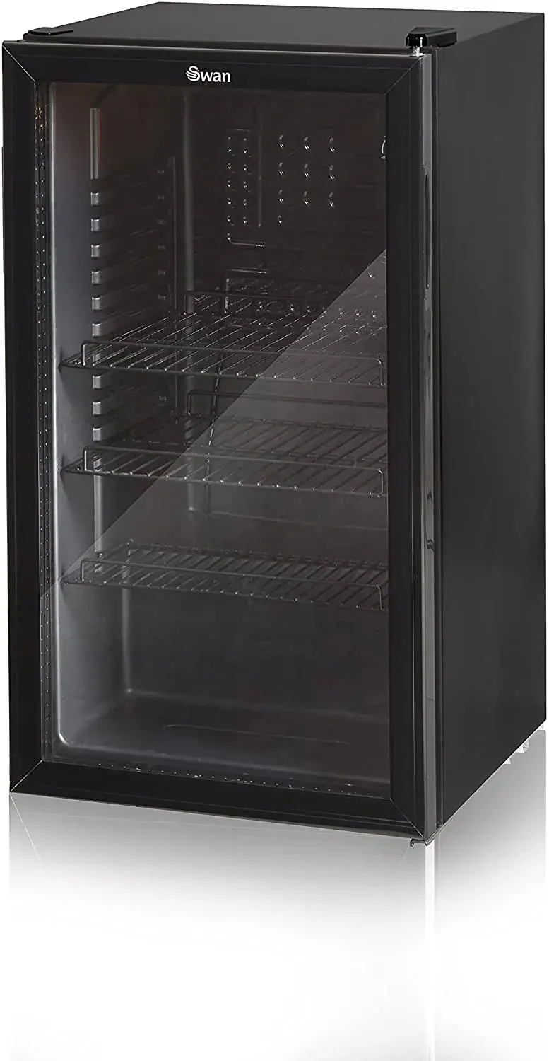 Swan 80L Undercounter Glass-Front Fridge – Compact Beverage, Wine, and Beer Cooler