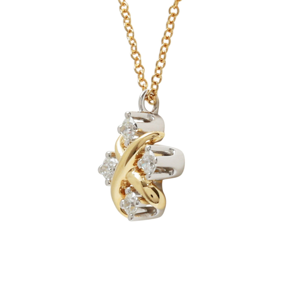 Tiffany & Co. Schlumberger Rin Necklace Platinum & 18K Yellow Gold Diamond 60022674