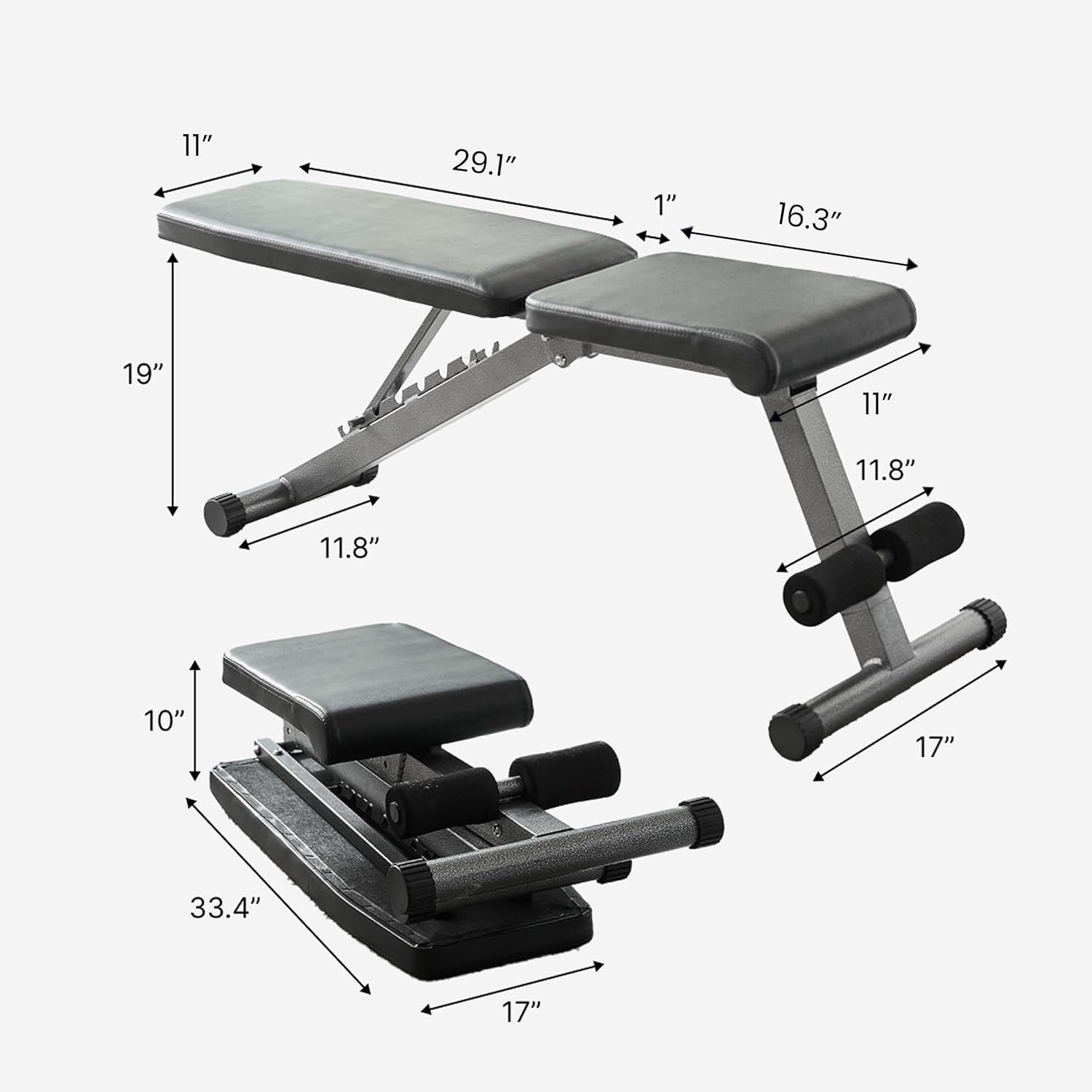 5-in-1 Weight Bench, Adjustable & Foldable for Bench Press, Strength Training and Full Body Workout, Perfect for Dumbbell Sets or an Adjustable Dumbbell Set in Your Home Gym