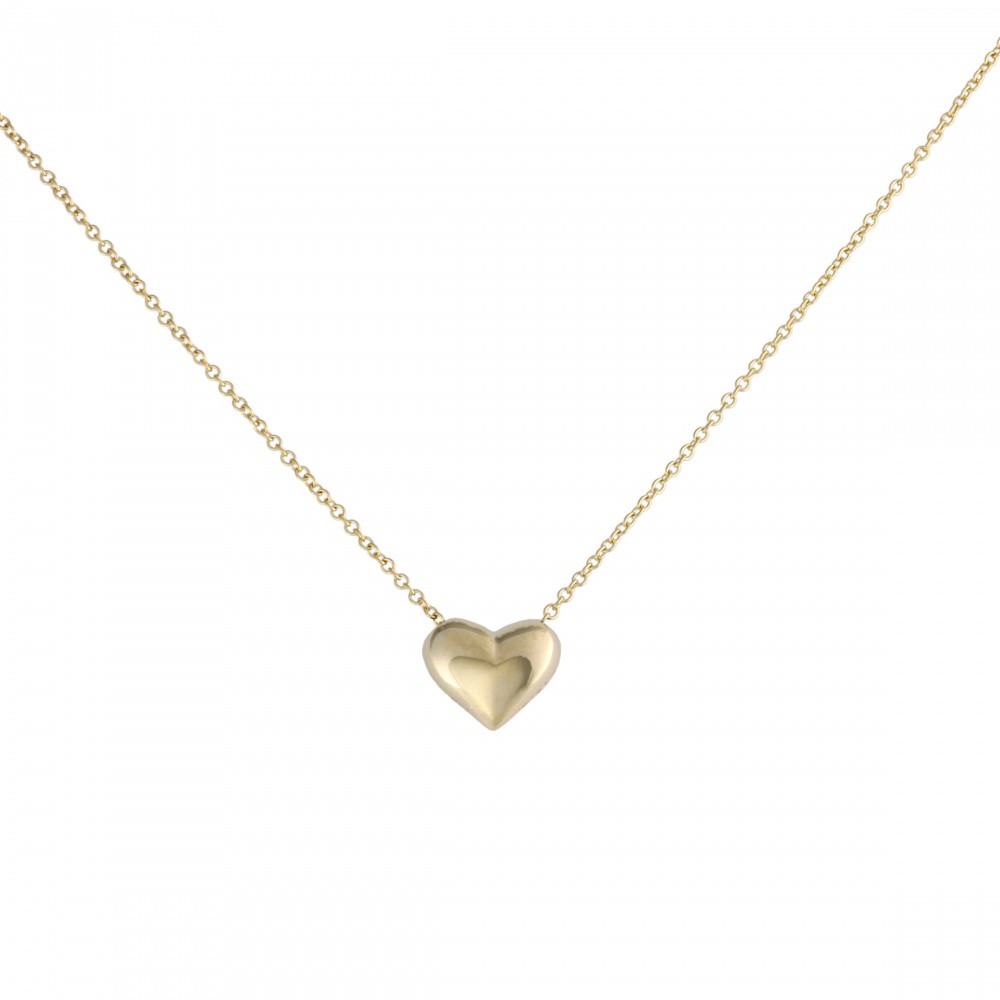 Tiffany & Co. Tiffany Dots Heart K18YG Yellow Gold PT950 Necklace Platinum & 18K Yellow Gold Diamond