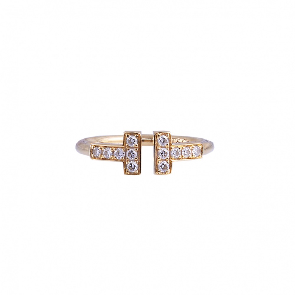 Tiffany & Co. Tiffany T Wire Ring 18K Yellow Gold Diamond