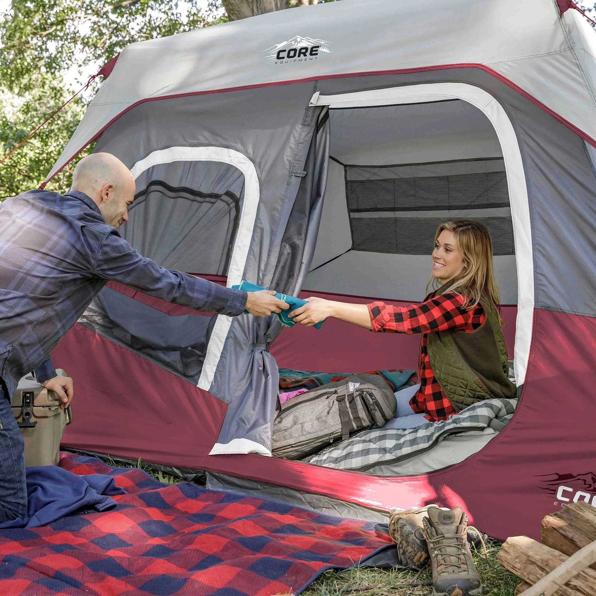 Core Instant Cabin 11 x 9 Foot 6 Person Cabin Tent with Air Vents and